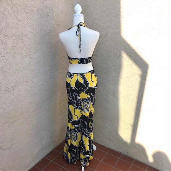 Black & Yellow Floral Slit Dress - Picture 5 of 5